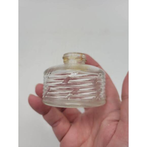 Vintage Ink Bottle, Glass Round Small Ribbed - Picture 4 of 5
